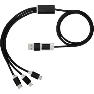 Versatile 3-in-1 charging cable with dual input, Solid black (Eletronics cables, adapters)