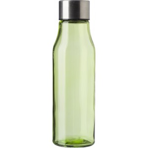 Glass and stainless steel bottle (500 ml) Andrei, lime (Water bottles)
