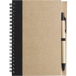 Wire bound notebook with ballpen. Stella, black (Notebooks)