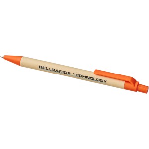 Berk recycled carton and corn plastic ballpoint pen, Orange (Wooden, bamboo, carton pen)