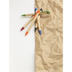 Berk recycled carton and corn plastic ballpoint pen, Orange (Wooden, bamboo, carton pen)