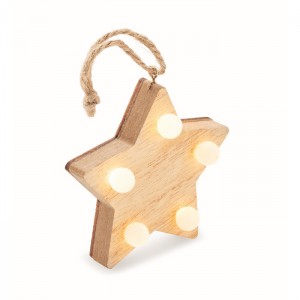 Wooden weed star with lights, Wood (Decorations)