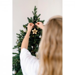 Wooden weed star with lights, Wood (Decorations)