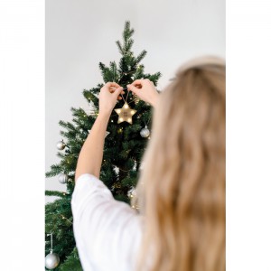 Wooden weed star with lights, Wood (Decorations)