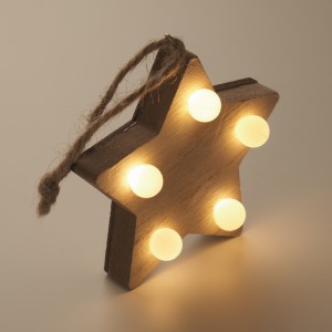 Wooden weed star with lights, Wood (Decorations)